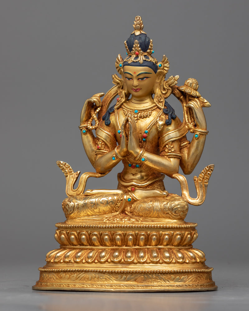 Four Armed Bodhisattva Chenrezig Statue | Traditional Buddhist Statue of Bodhisattva