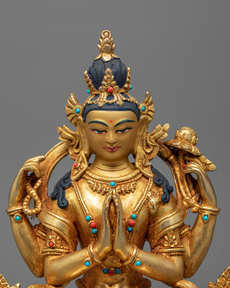 Four Armed Bodhisattva Chenrezig Statue | Traditional Buddhist Statue of Bodhisattva