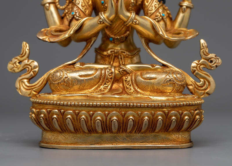 4 Armed Chenrezig Statue for Meditation | Handcrafted Buddhist Statue for Meditation