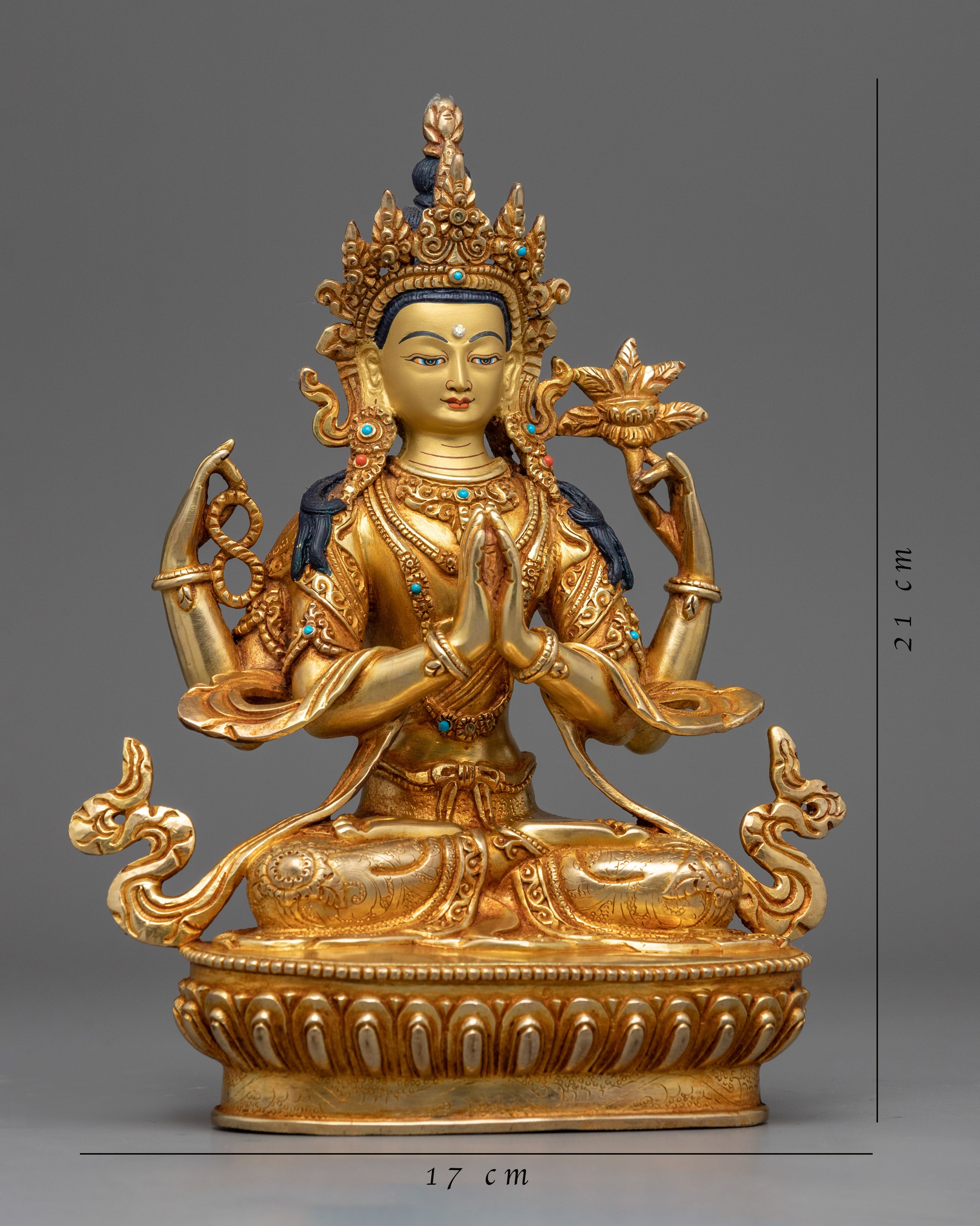4 Armed Chenrezig Statue for Meditation | Handcrafted Buddhist Statue for Meditation