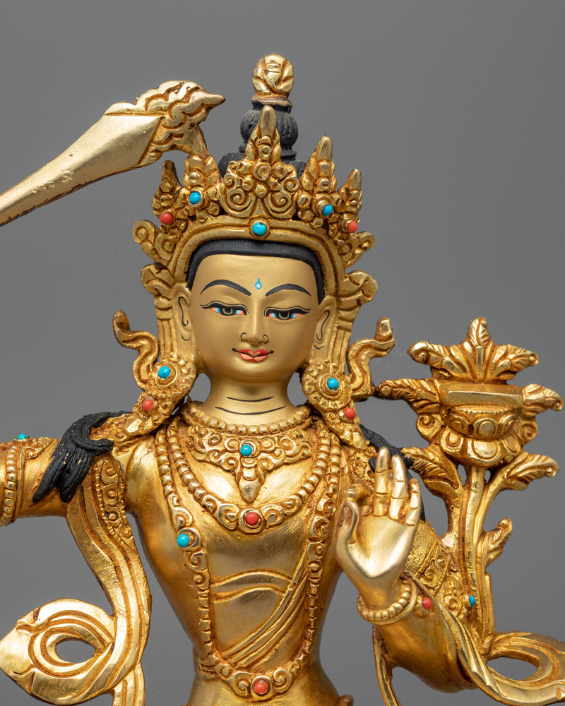 Manjushri Bodhisattva of Wisdom Statue | Traditional Himalayan Statue