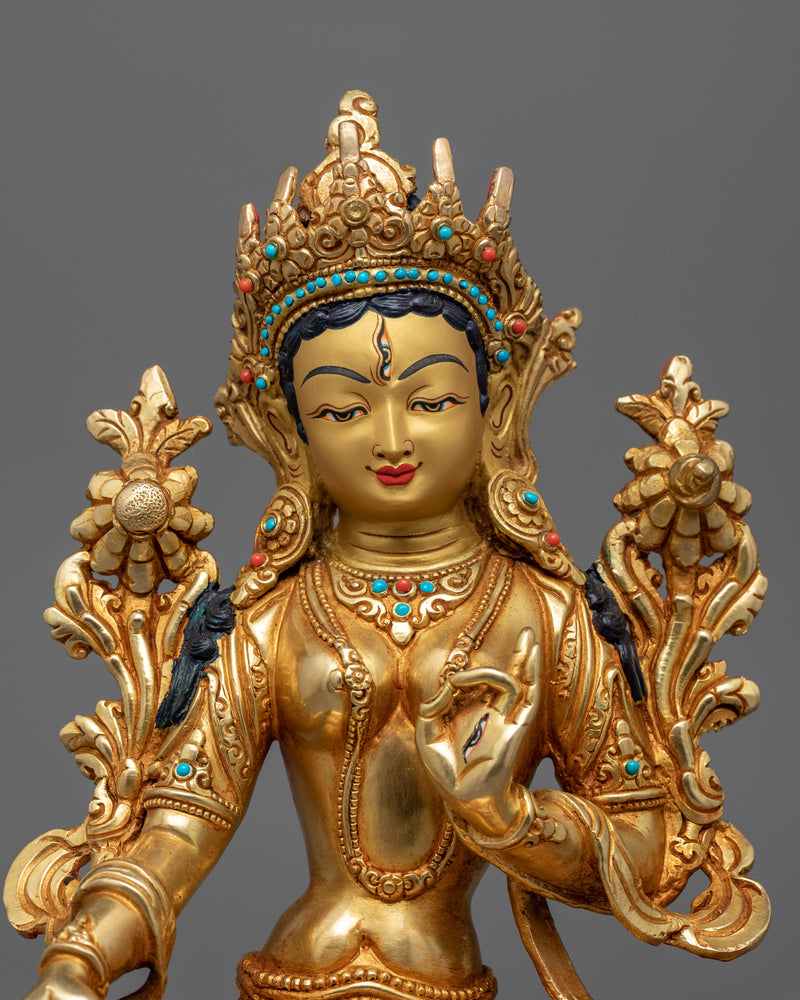 White Tara Bodhisattva Statue | Traditional Tibetan Style Buddhist Statue of Bodhisattva White Tara