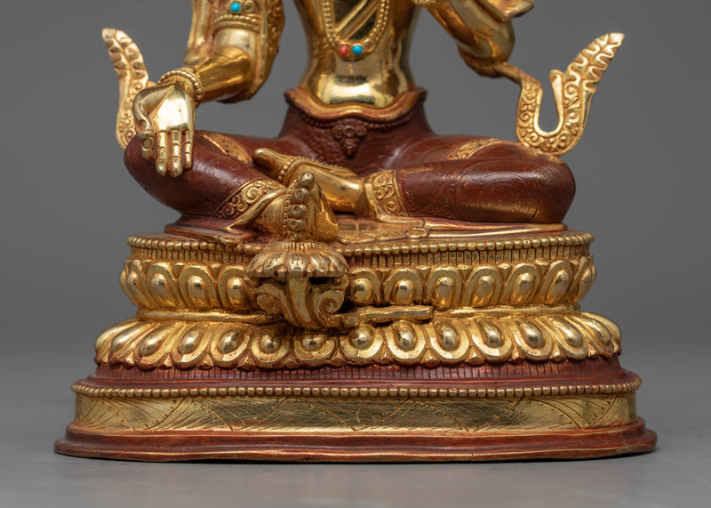 Green Tara Bodhisattva Sculpture | Hand-Carved Traditional Buddhist Statue