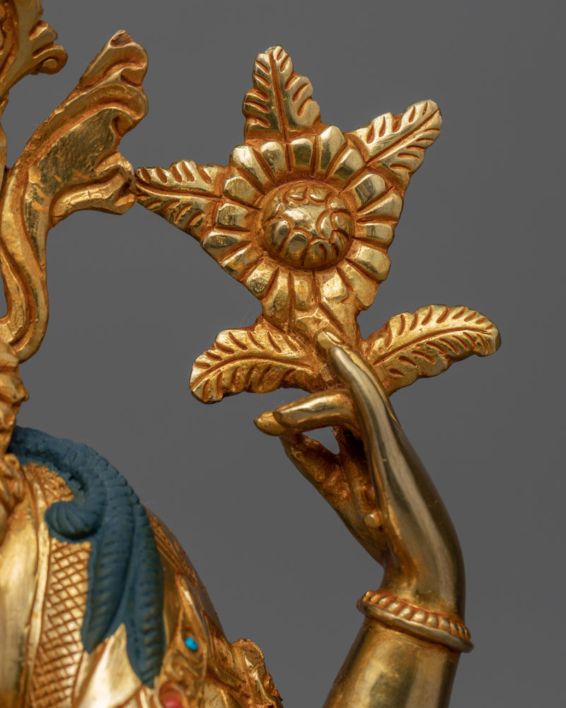 4 Armed Bodhisattva Chenrezig Statue | Hand-Carved Buddhist Artwork