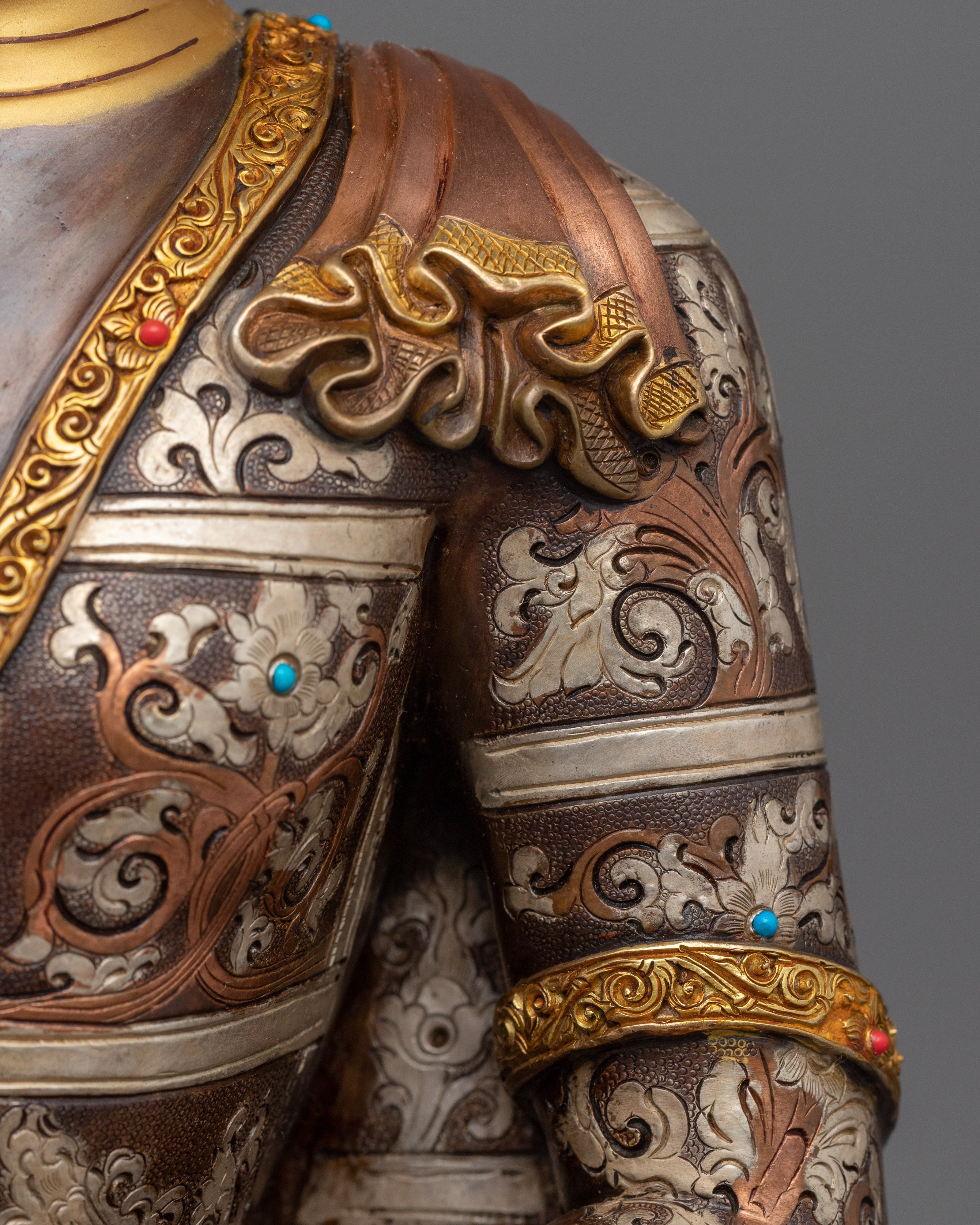 Serene Namo Shakyamuni Buddha Sculpture | Buddhist Oxidized Copper Statue