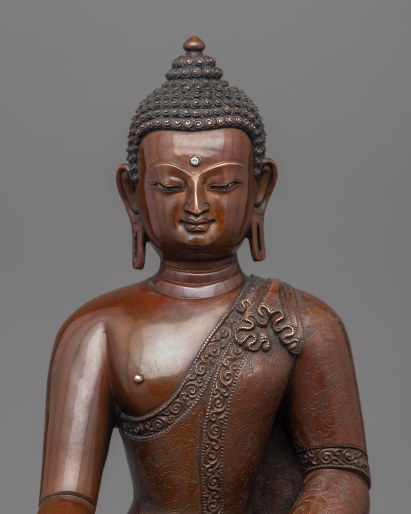 Statue of the Historical Buddha Shakyamuni |  Buddhist Oxidized Copper Statue