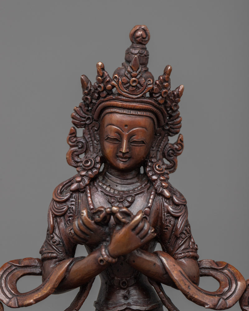 Handcrafted Vajradhara Statue | Buddhist Oxidized Copper Statue
