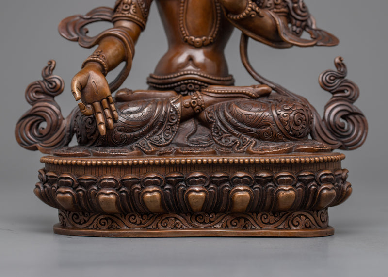 White Tara Oxidized Copper Statue | Authentic Traditional Himalayan Artwork