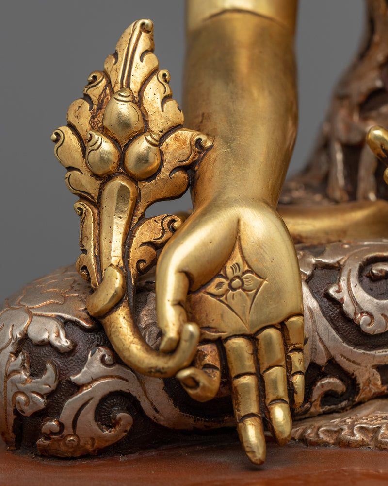 Medicine Buddha Chant Practice Statue | Gold Gilded Buddhist Statue for Healing