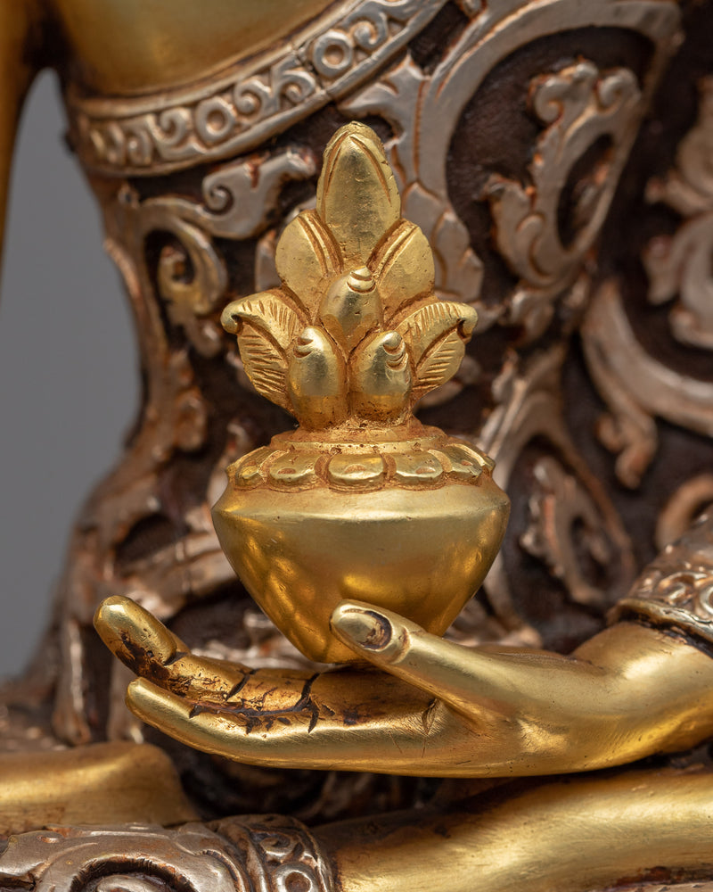 Medicine Buddha Chant Practice Statue | Gold Gilded Buddhist Statue for Healing