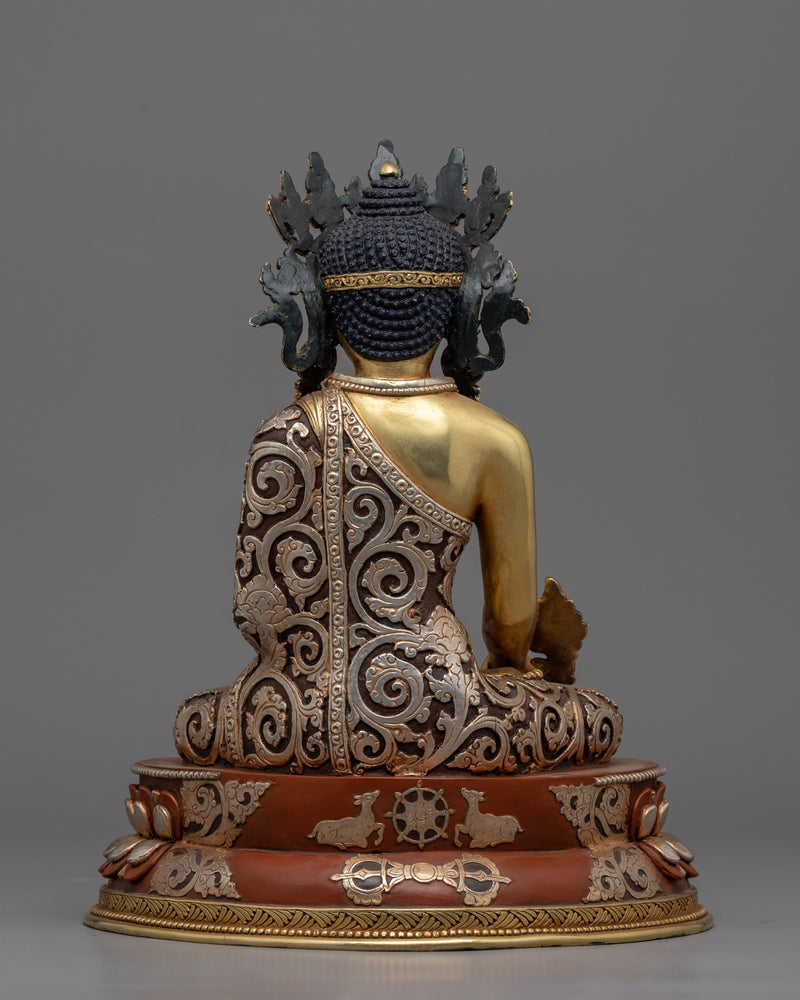 Medicine Buddha Chant Practice Statue | Gold Gilded Buddhist Statue for Healing