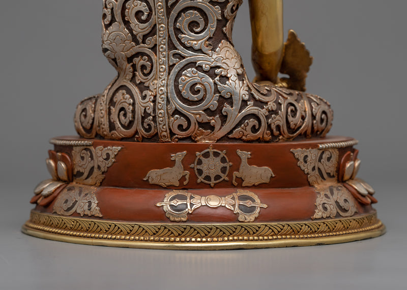 Medicine Buddha Chant Practice Statue | Gold Gilded Buddhist Statue for Healing