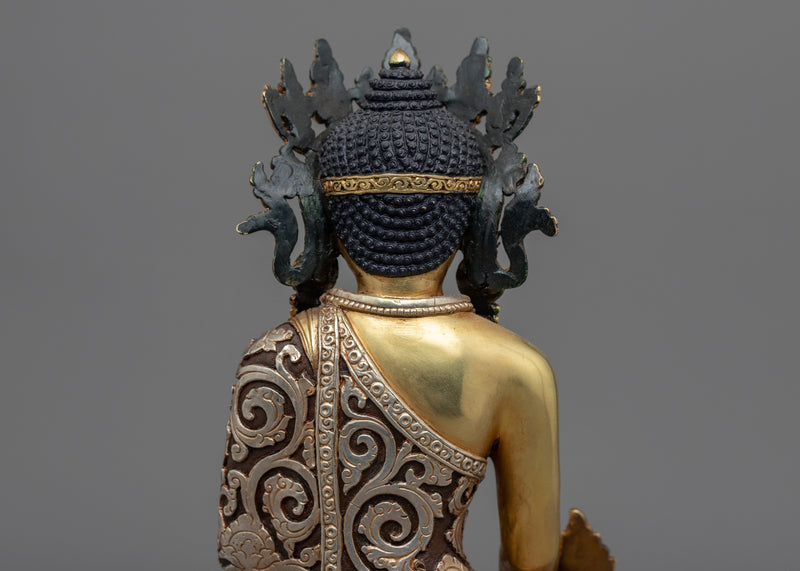 Medicine Buddha Chant Practice Statue | Gold Gilded Buddhist Statue for Healing