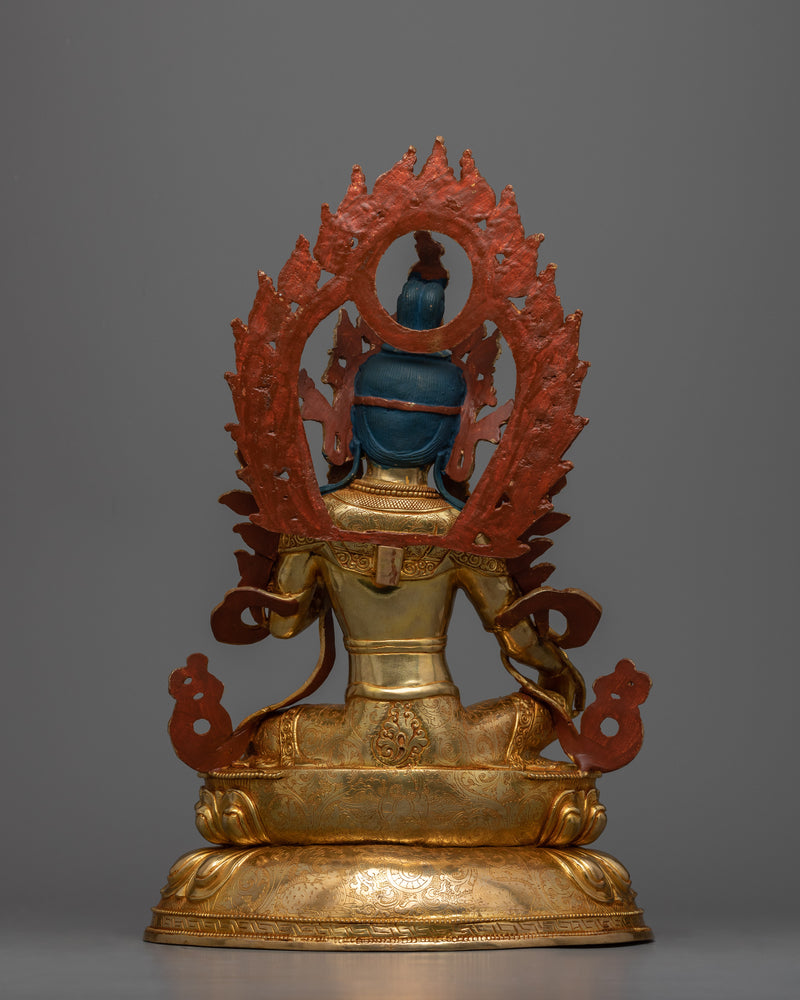 Green Tara Buddha Statue for Prosperity | Himalayan Gold Gilded Religious Artwork