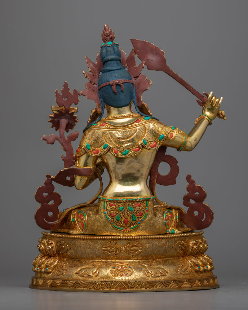 Seated Manjushri Bodhisattva | Traditional Tibetan Style Buddhist Statue of Bodhisattva