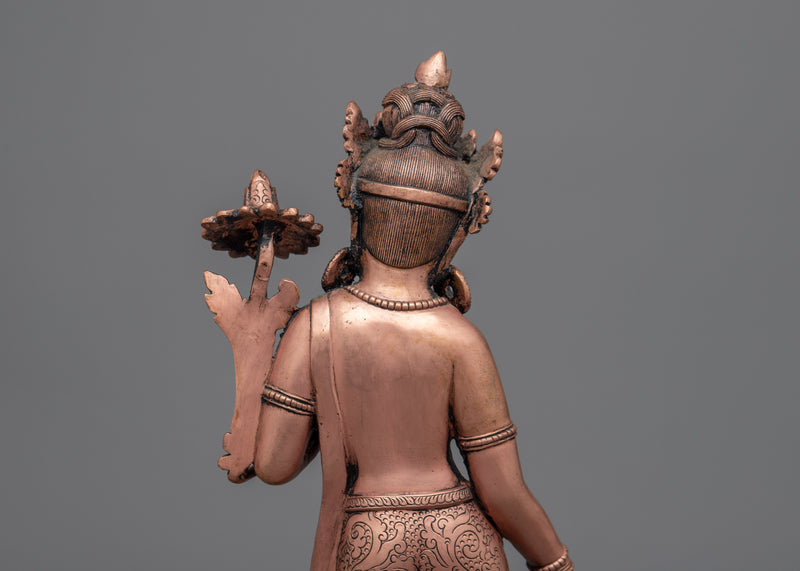 Standing Green Tara Buddha Statue | Buddhist Oxidized Copper Statue