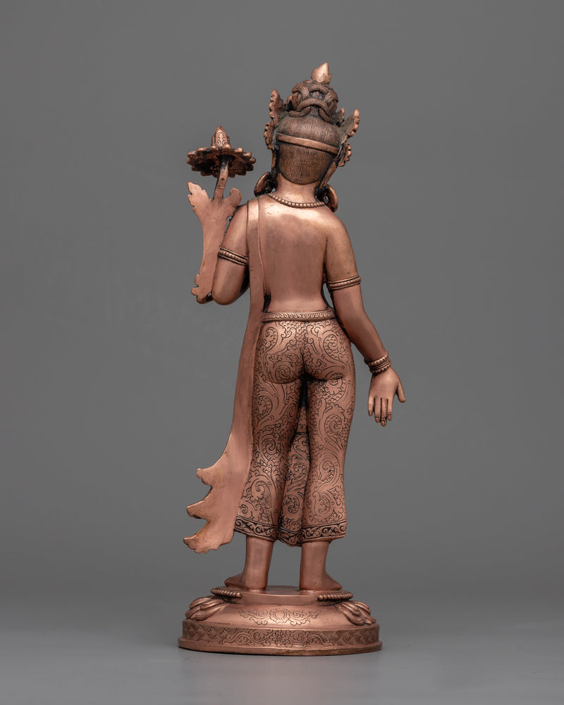 Standing Green Tara Buddha Statue | Buddhist Oxidized Copper Statue