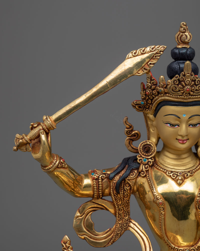 Bodhisattva Manjushri Statue | Traditional Tibetan Style Buddhist Statue of Bodhisattva