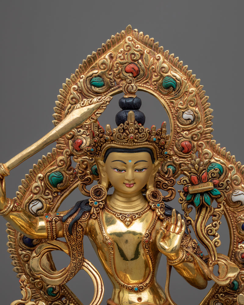 Bodhisattva Manjushri Statue | Traditional Tibetan Style Buddhist Statue of Bodhisattva