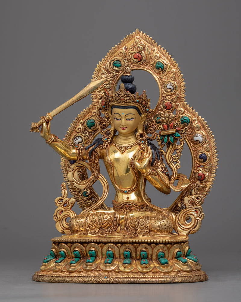 Bodhisattva Manjushri Statue | Traditional Tibetan Style Buddhist Statue of Bodhisattva