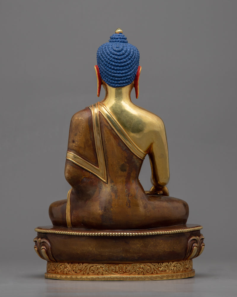 Shakyamuni Buddha in Meditation Sculpture | Historical Buddha Gold Gilded Statue