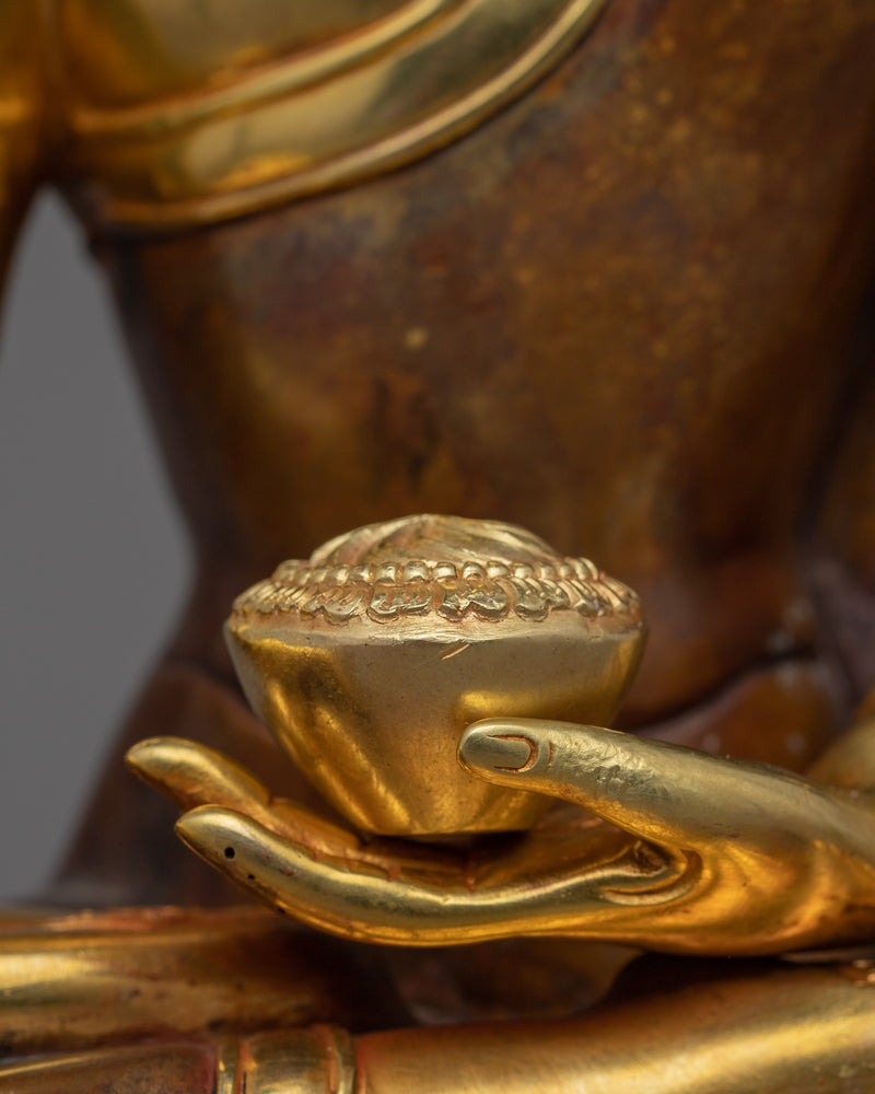 Shakyamuni Buddha in Meditation Sculpture | Historical Buddha Gold Gilded Statue
