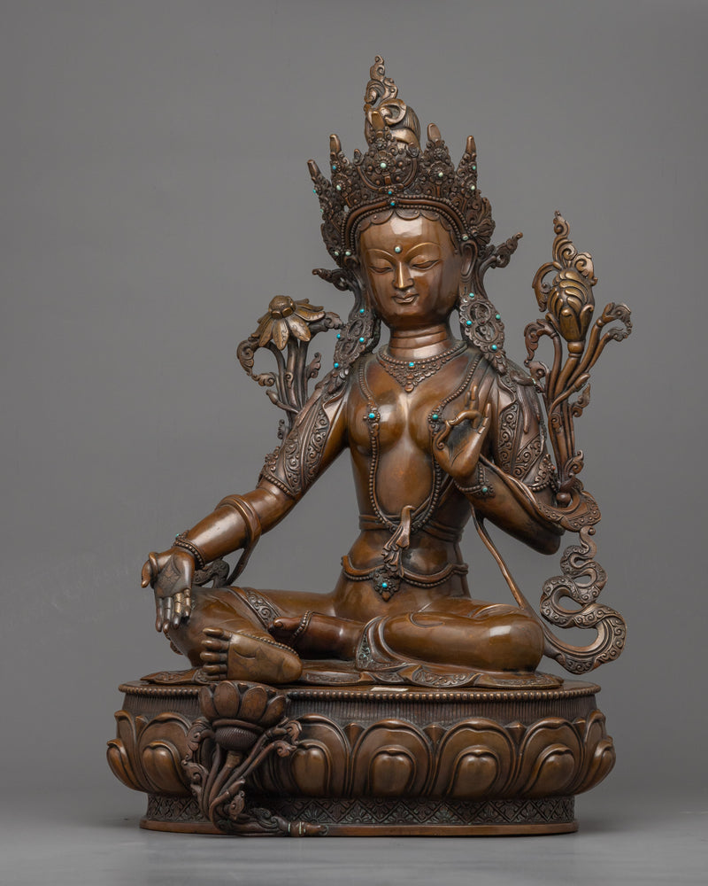 Green Tara Sculpture for Prosperity | Beautiful Bodhisattva Green Tara Statue