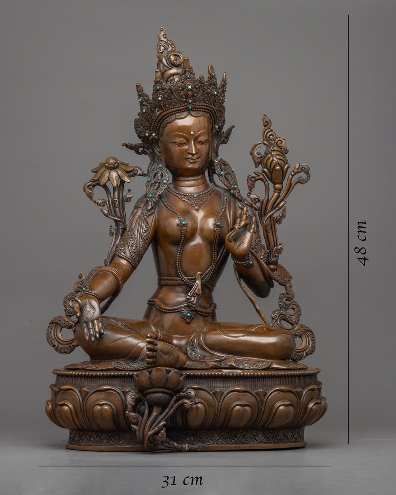 Green Tara Sculpture for Prosperity | Beautiful Bodhisattva Green Tara Statue