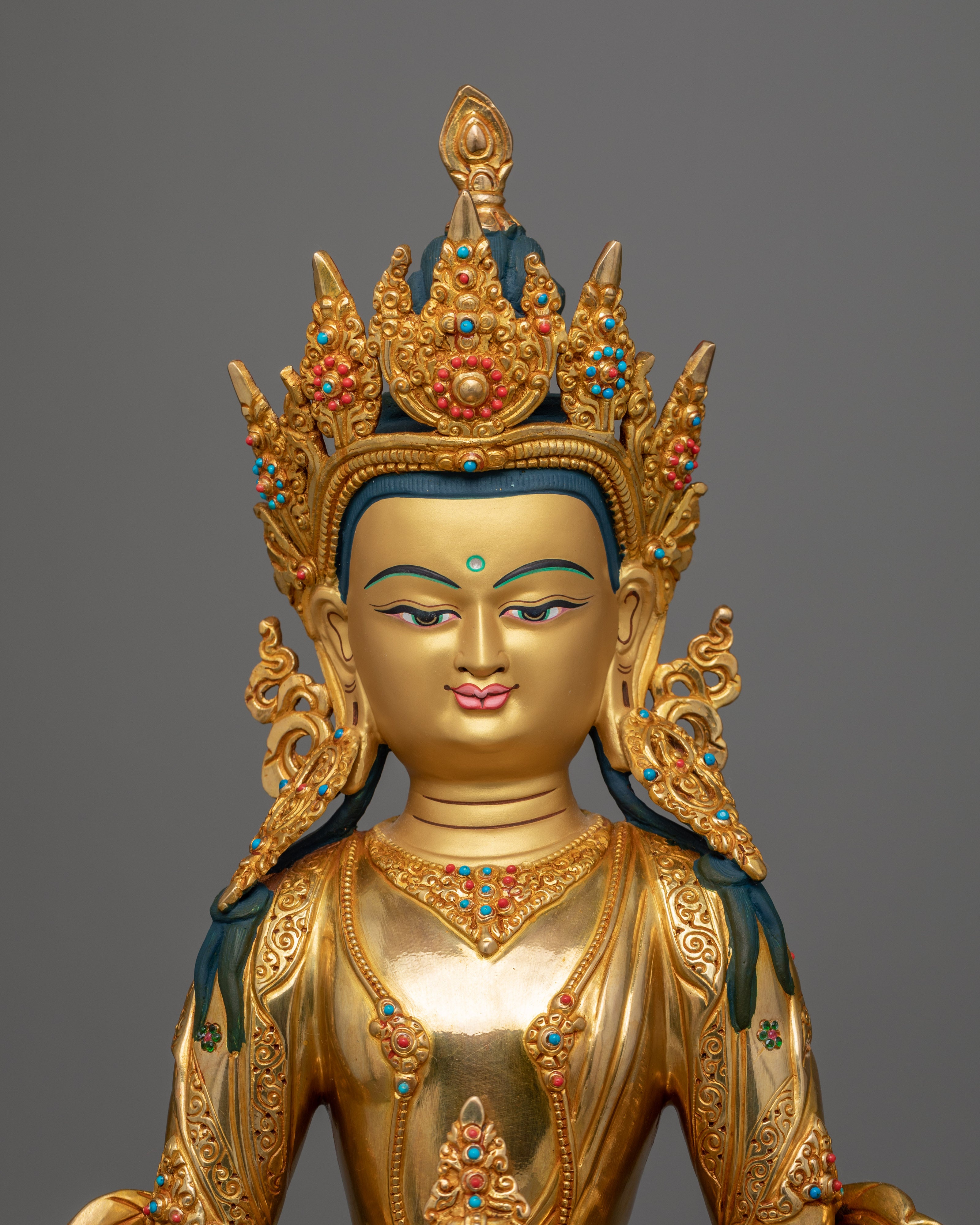 Amitayus Statue Gilded in Gold | Lord of Boundless Life, Amitayus Buddha
