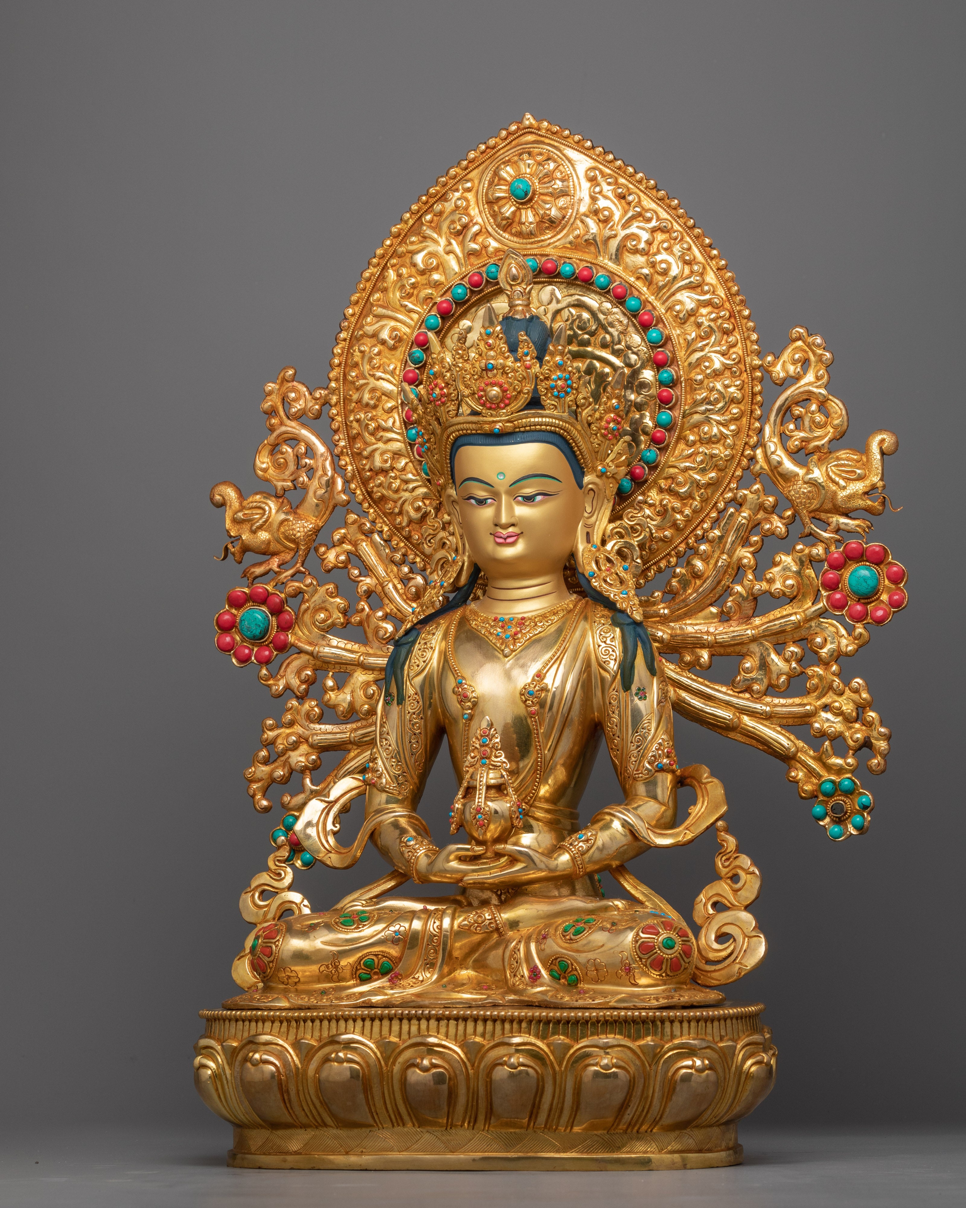 Amitayus Statue Gilded in Gold | Lord of Boundless Life, Amitayus Buddha