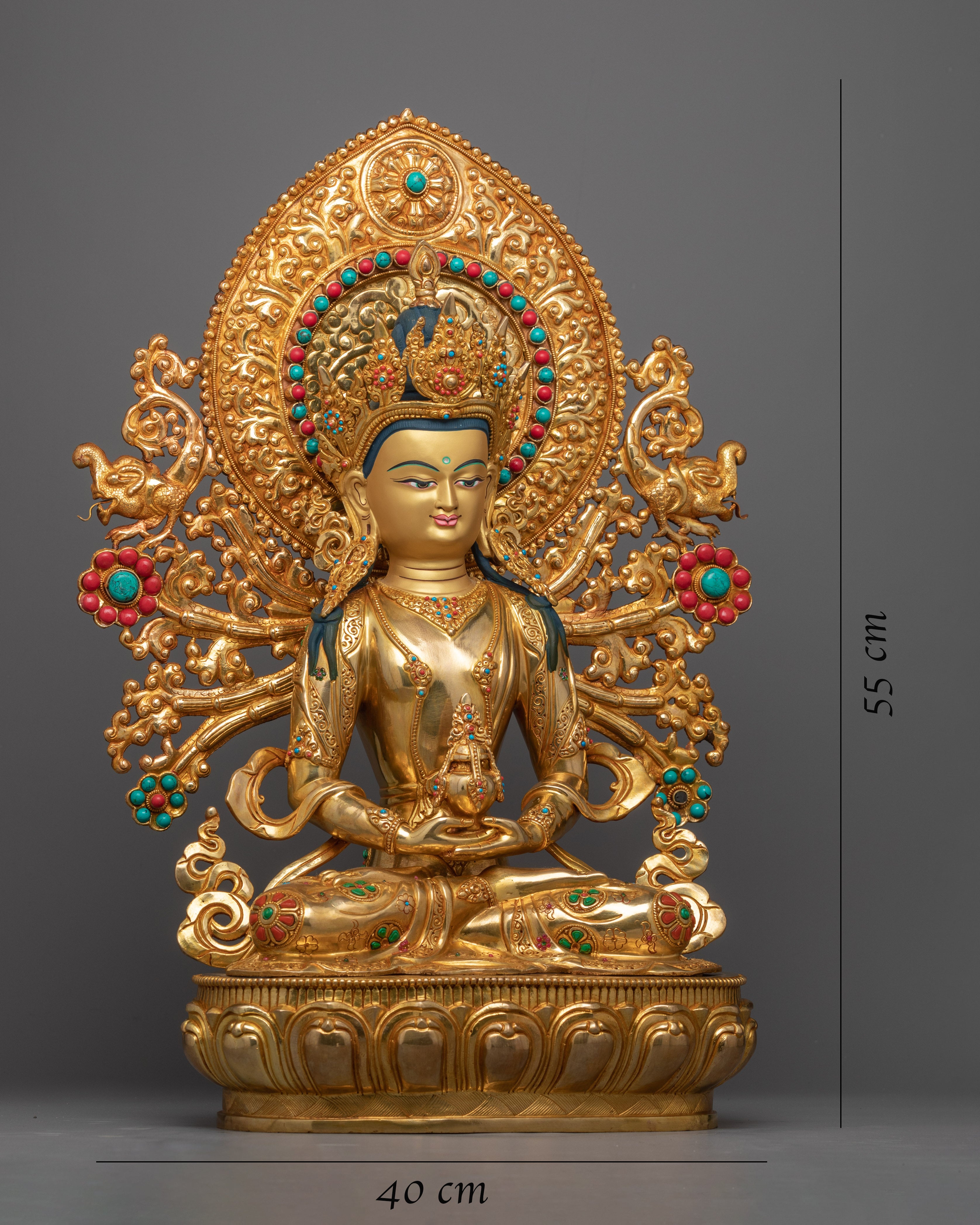 Amitayus Statue Gilded in Gold | Lord of Boundless Life, Amitayus Buddha