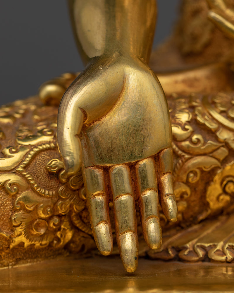 Ratnasambhava Gold Gilded Statue |  Handcrafted Buddhist Statue for Meditation