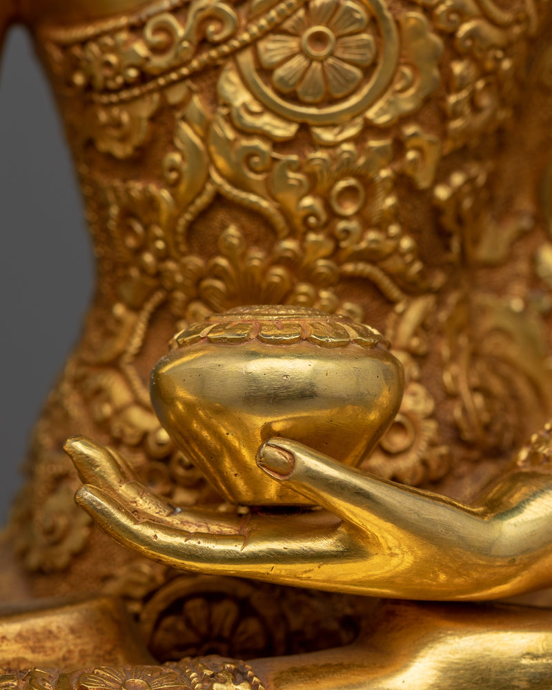 Ratnasambhava Gold Gilded Statue |  Handcrafted Buddhist Statue for Meditation
