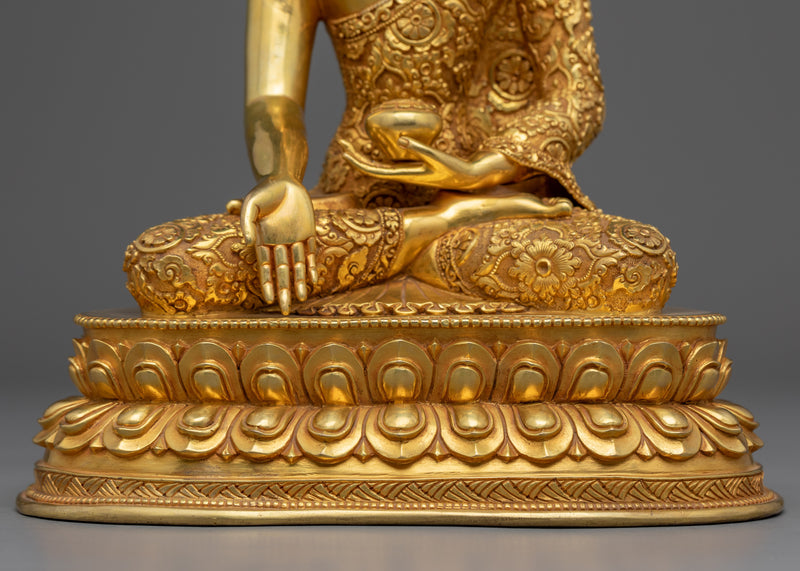 Ratnasambhava Gold Gilded Statue |  Handcrafted Buddhist Statue for Meditation