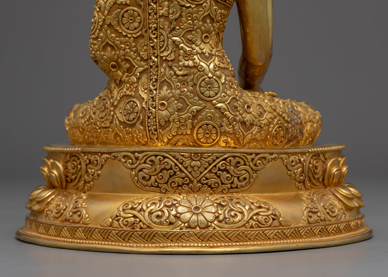 Ratnasambhava Gold Gilded Statue |  Handcrafted Buddhist Statue for Meditation
