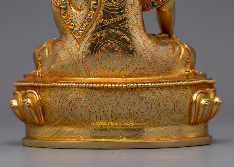 24K Gold Gilded Statue of Shakyamuni Buddha | Traditional Tibetan Style Buddhist Statue