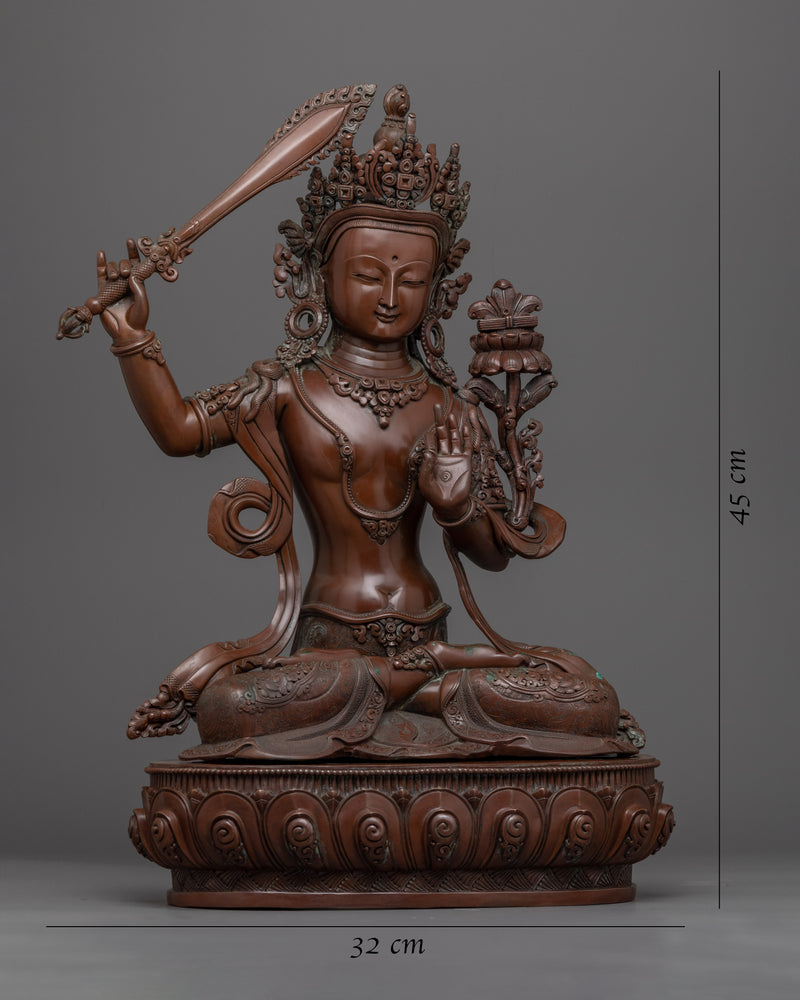 Manjushri Bodhicitta Prayer Practice Statue |  Buddhist Oxidized Copper Statue
