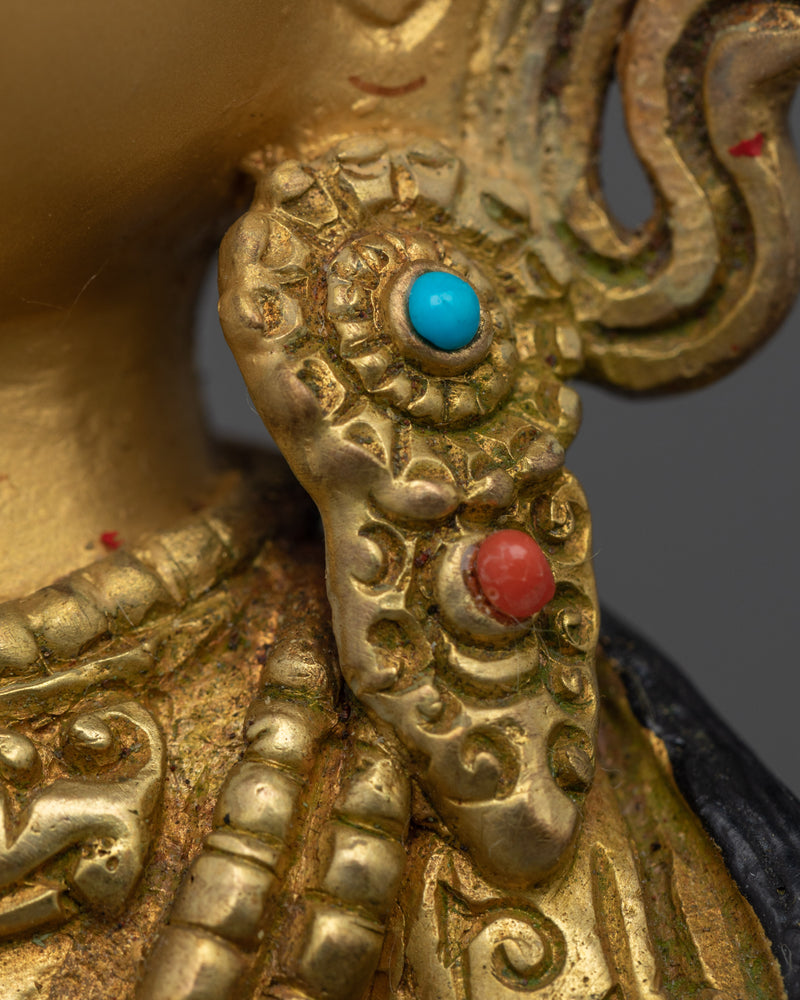Vajrasattva Sculpture Gilded in Gold | Handmade in Nepal, Himalayan Buddhist Art