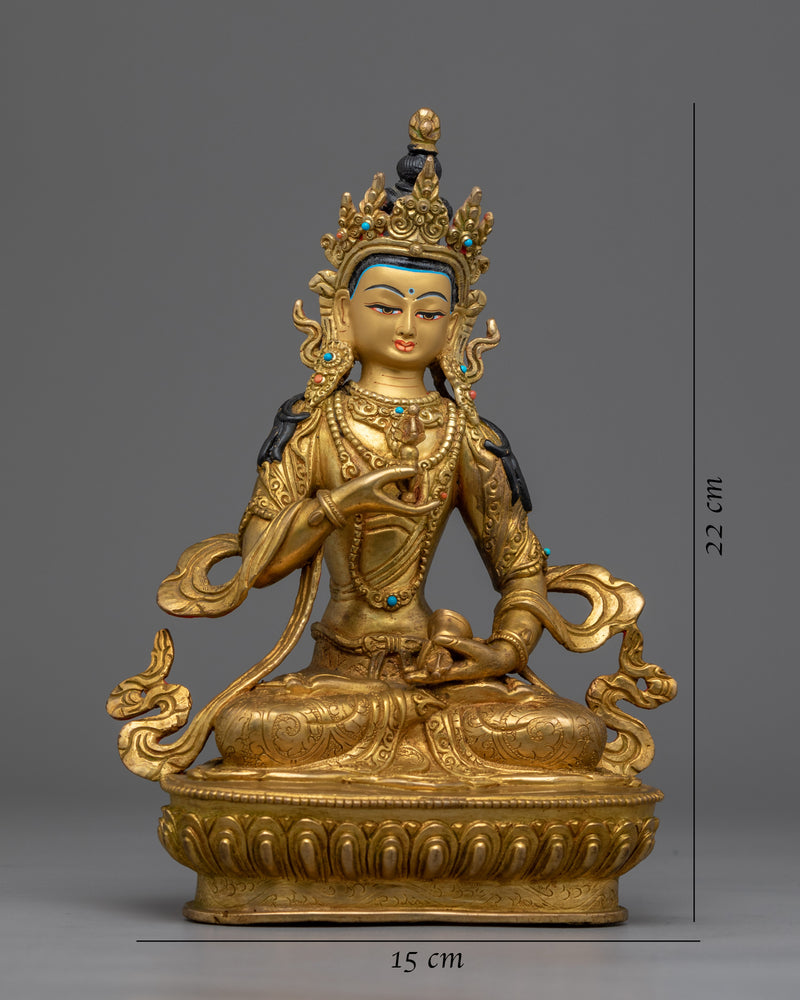 Vajrasattva Sculpture Gilded in Gold | Handmade in Nepal, Himalayan Buddhist Art