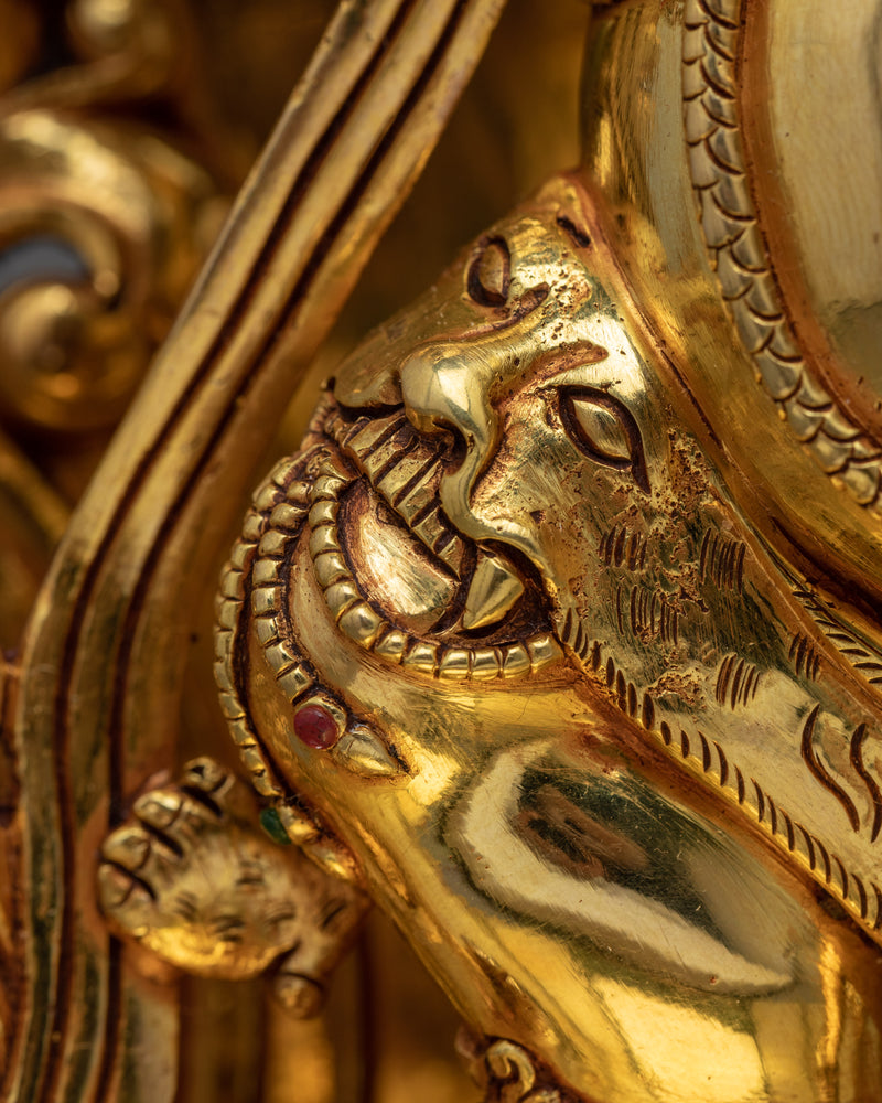 Gold Gilded Vajrapani Statue | Traditional Himalayan Religious Sculpture