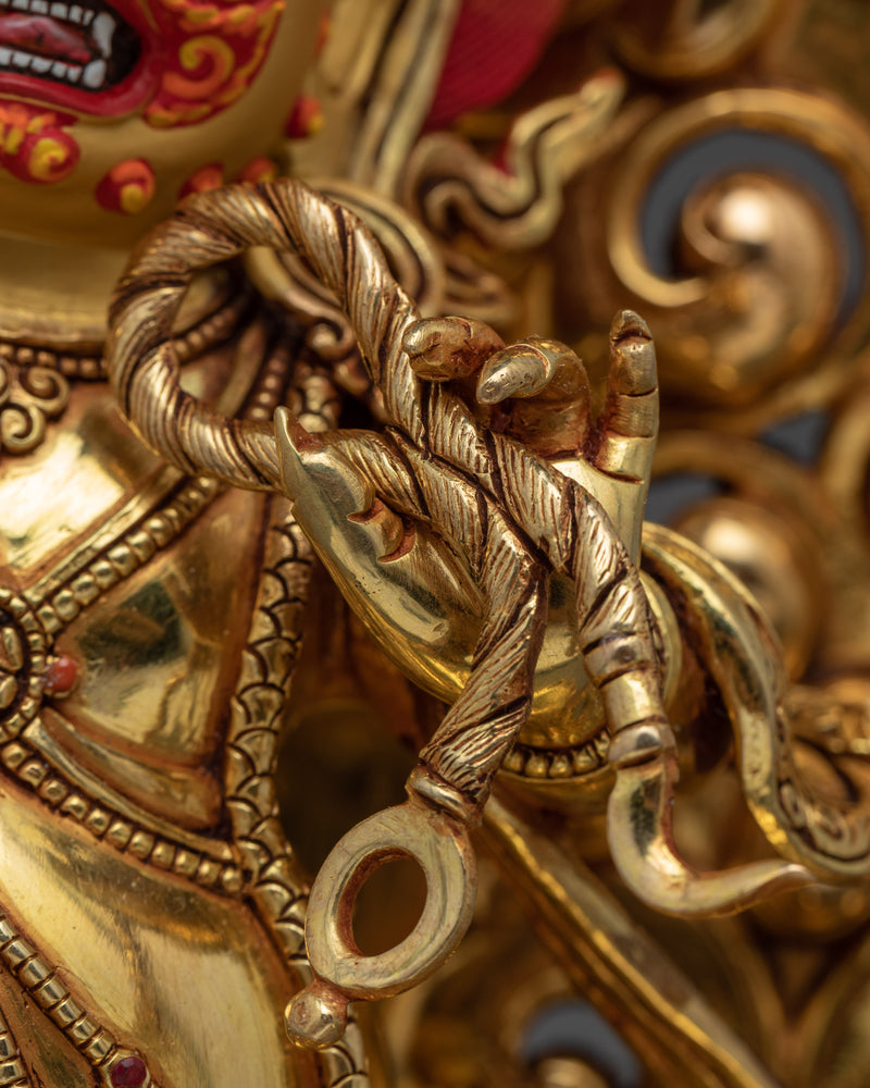 Gold Gilded Vajrapani Statue | Traditional Himalayan Religious Sculpture