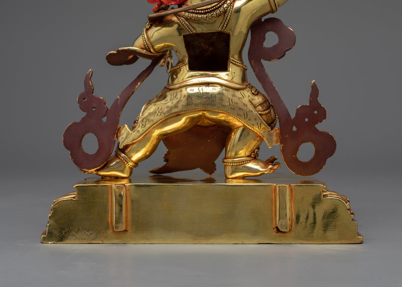 Gold Gilded Vajrapani Statue | Traditional Himalayan Religious Sculpture