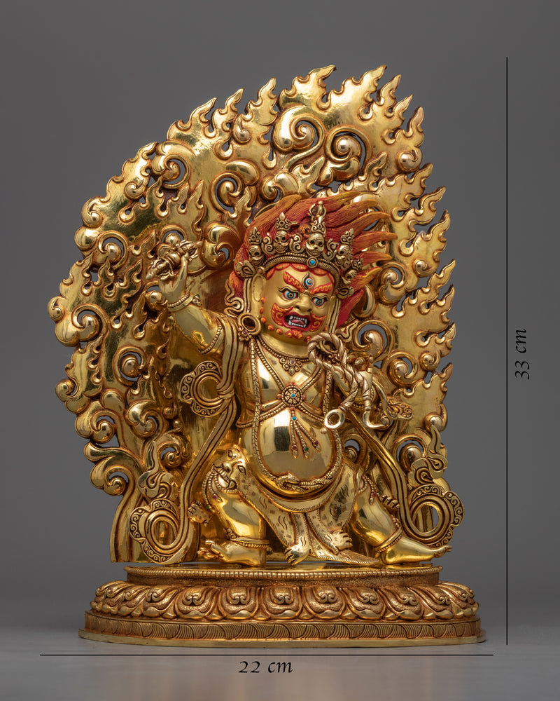 Gold Gilded Vajrapani Statue | Traditional Himalayan Religious Sculpture