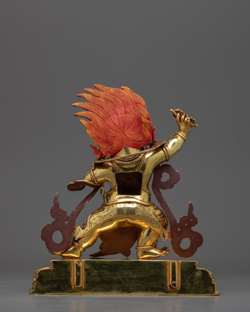 Gold Gilded Vajrapani Statue | Traditional Himalayan Religious Sculpture
