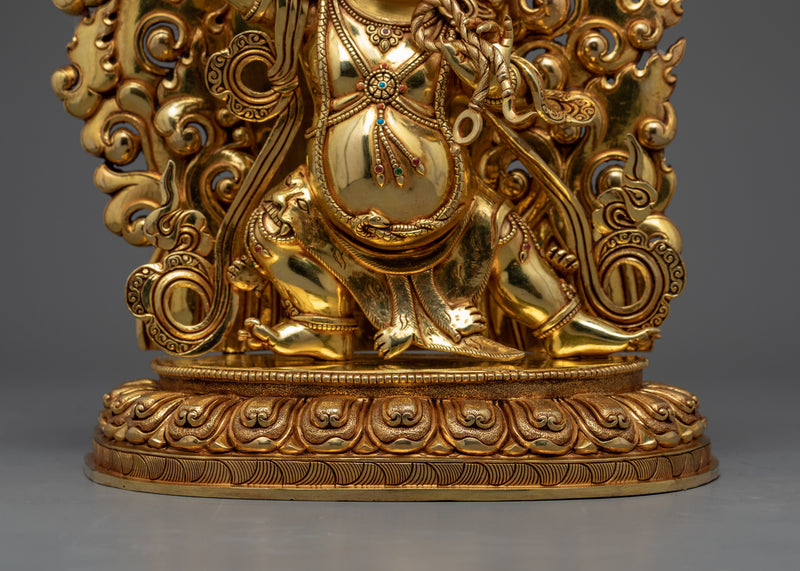 Gold Gilded Vajrapani Statue | Traditional Himalayan Religious Sculpture