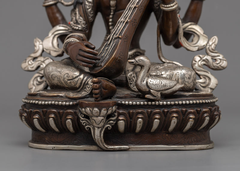 Goddess Saraswati Statue | Hindu Goddess of Learning Sculpture