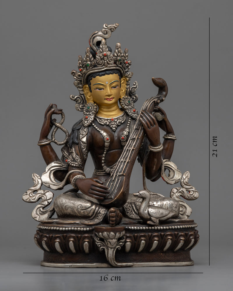Goddess Saraswati Statue | Hindu Goddess of Learning Sculpture