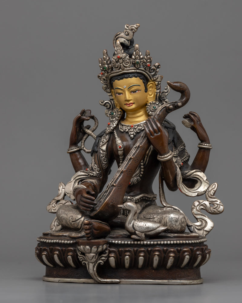 Goddess Saraswati Statue | Hindu Goddess of Learning Sculpture