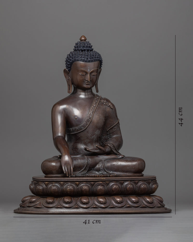 Tibetan Shakyamuni Buddha Statue | Buddhist Oxidized Copper Handmade in Nepal