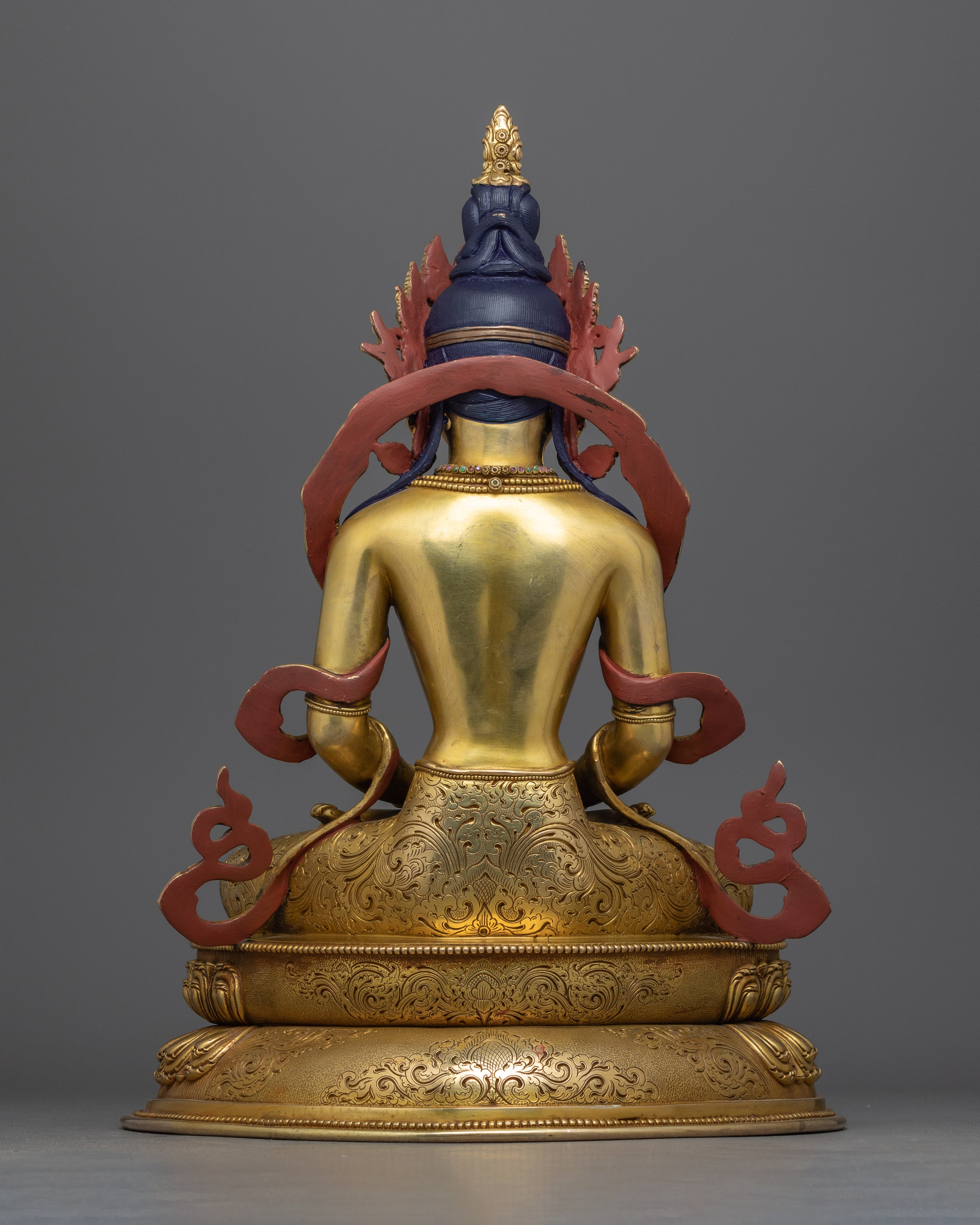 Amitayus Buddha Sculpture Gilded in Gold | Handcrafted Buddhist Statue for Meditation